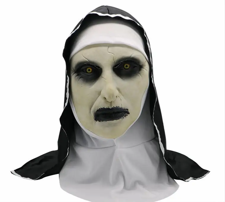 

The Nun Horror Mask Cosplay Valak Scary Latex Masks With Headscarf Full Face Helmet Halloween Party Props 2018 Drop Shipping