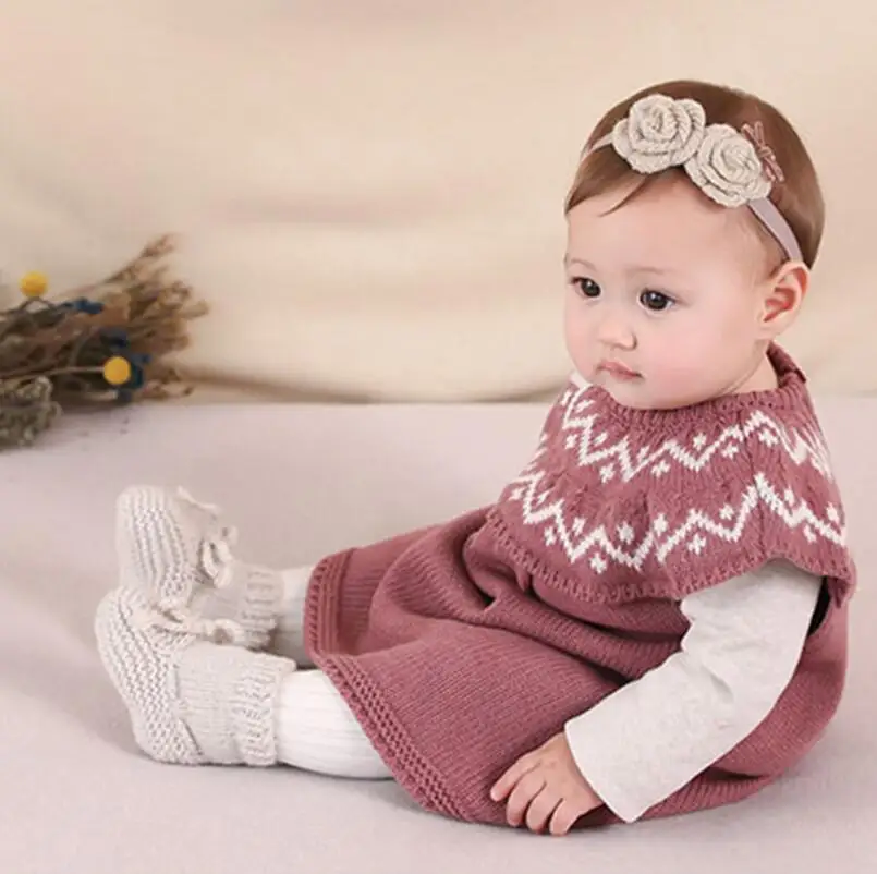 Knit Winter Toddler Girl Cotton Dress Bebes Knit Kids Girls Dress for