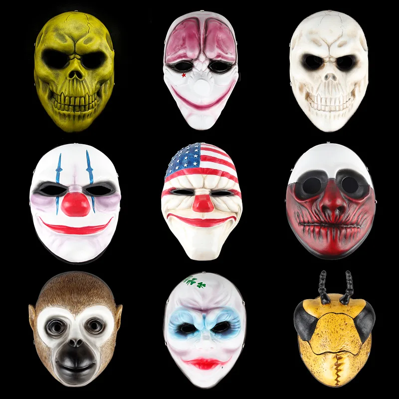 Бесплатная доставка смола Payday 2 маска Далласа Hoxton цепи волка клоуна роббер Vespula V