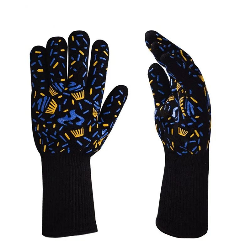 Barbecue Gloves BBQ Smoker Grill Kitchen Cooking Grilling Mitts Food Grade Heat Resistan Silicone Oven Glove Charbon De Bois (17)