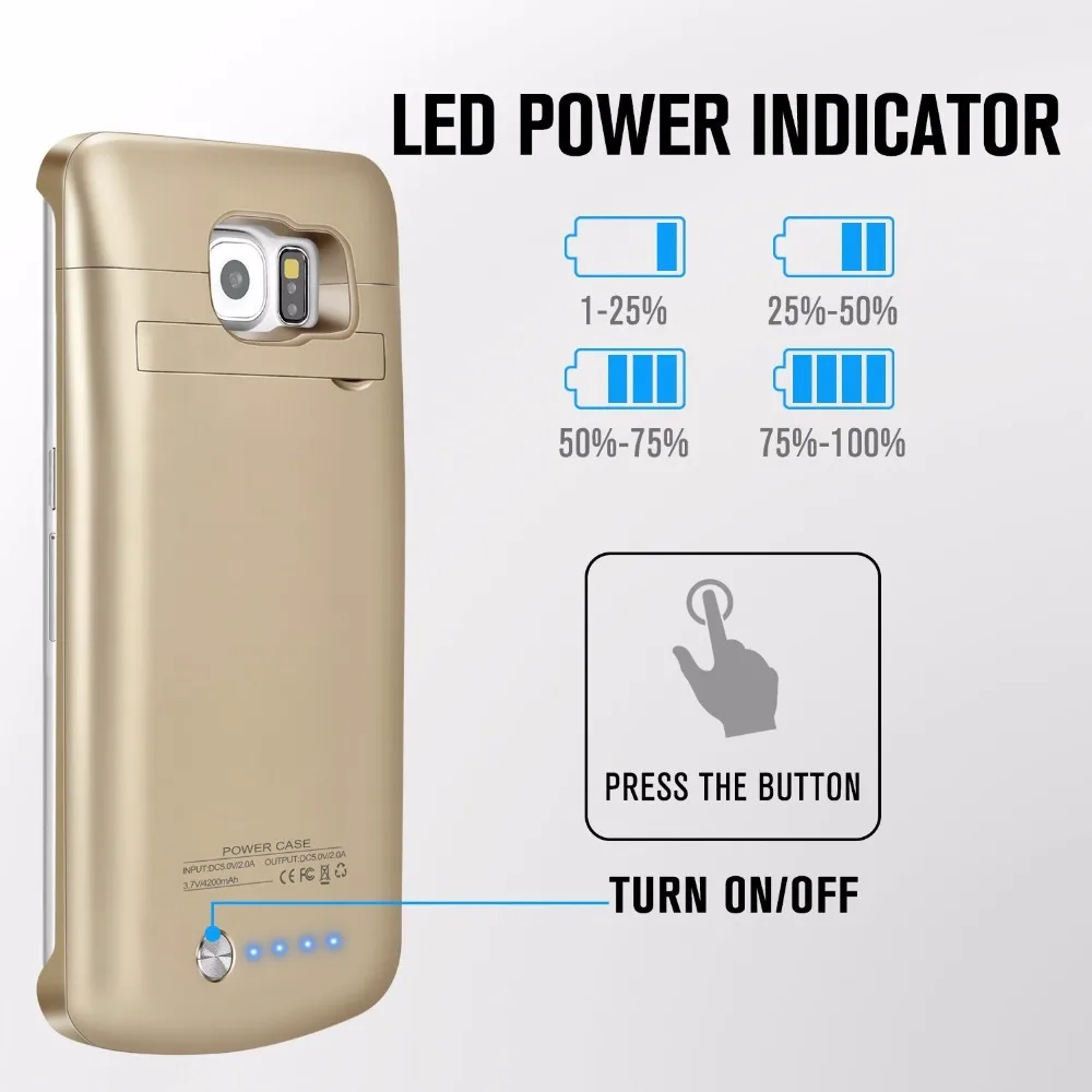 Чехол для аккумулятора Galaxy S6 4200 мАч портативное зарядное устройство защитный
