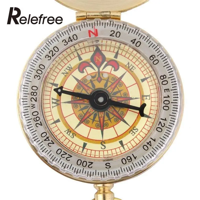 Relefree المحمولة البسيطة النحاس ساعة جيب في الهواء الطلق التخييم المشي لمسافات طويلة البوصلة والملاحة المفاتيح