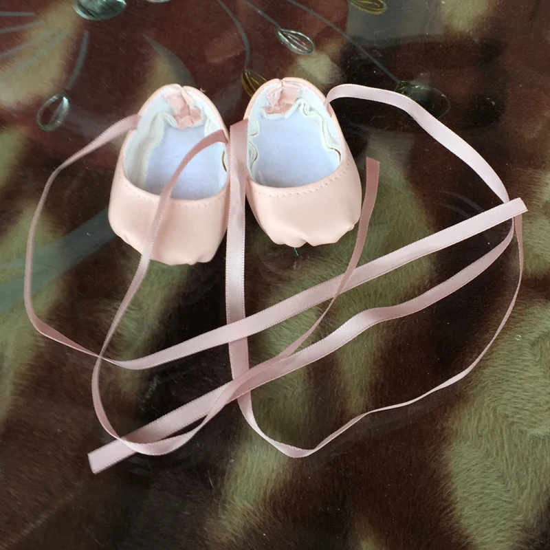 New Pink Ballet Shoes With Silk Ribbon Fit 18" Any Dolls 18 Inch Girl Doll Shoes in Dolls
