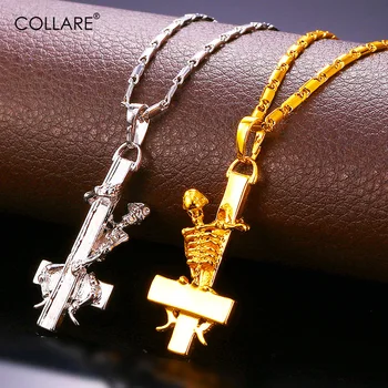 

Collare Upside Down Cross Pendant Men Gold/Silver Color Cross of St. Peter Christian Women Jewelry Inverted Cross Necklace P927