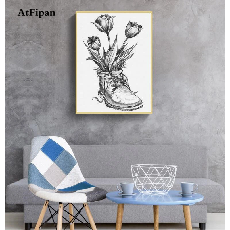 painting flowers on shoes