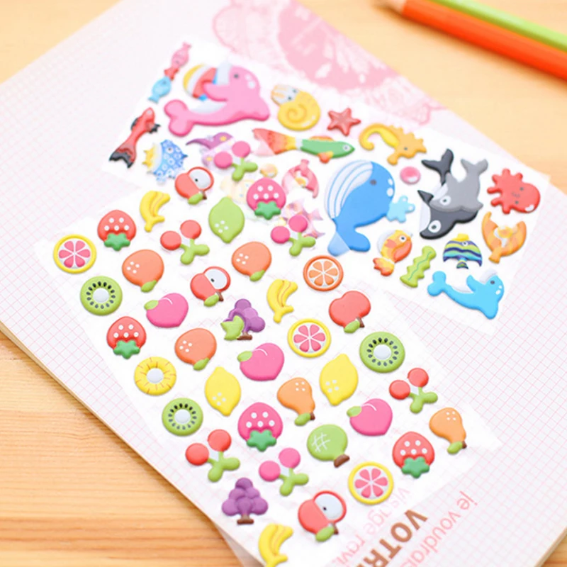 1 шт./лот новые ПВХ наклейки серии Puffy Bubble для фруктов и животных/3D наклейка