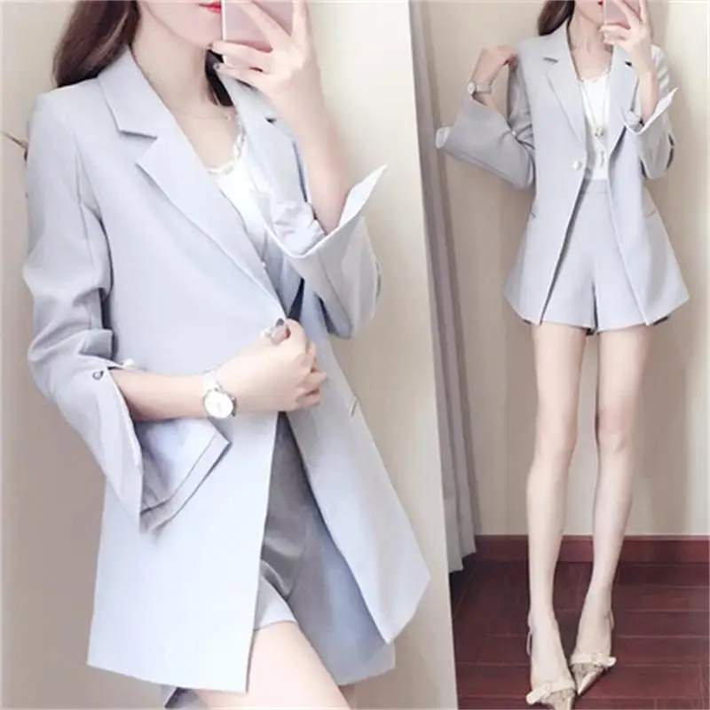 Fashion high waist wide leg pants suit female spring and autumn 2018