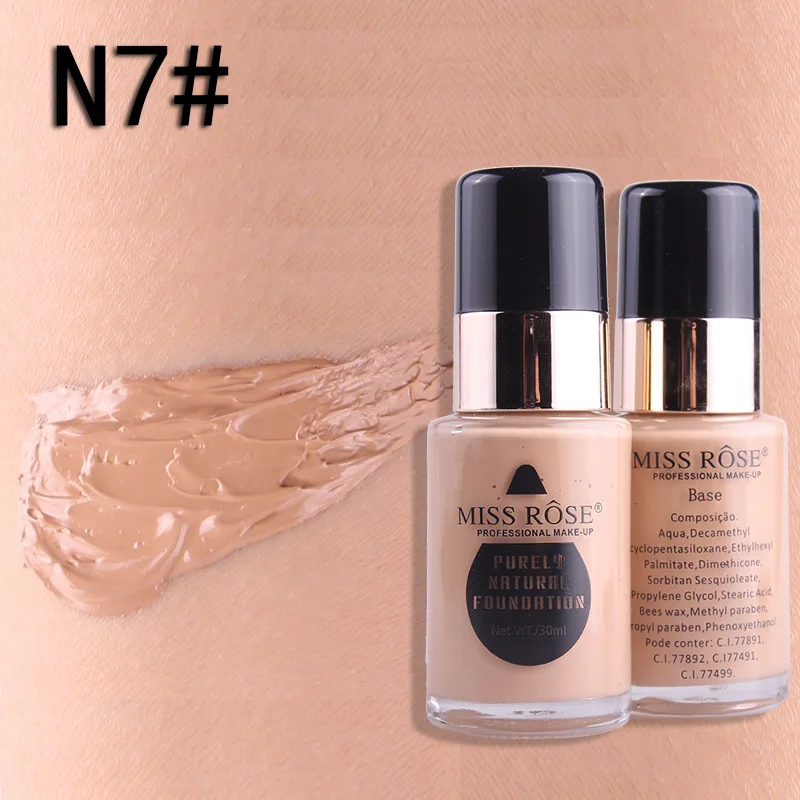 MISS ROSE 30MLGlass Bottle Foundation Repair Nourishing Concealer Foundation - Цвет: N7 BEIGE 7