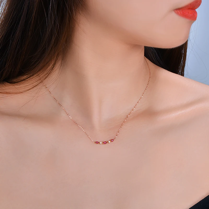Caimao Milgrain ободок натуральный красный маркиз рубиновый бриллиант 14kt розовое золото изысканный кулон цепочка для женщин