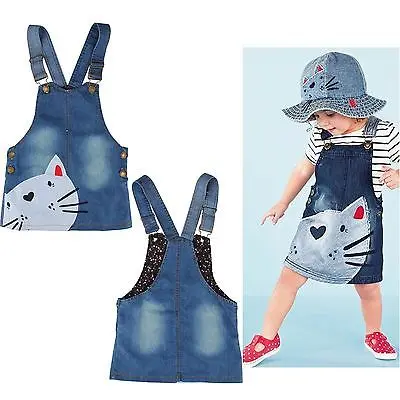 Toddler Cute Cat Baby Kids Boys Girls Toddler Denim Jeans Overalls Dress Skirt Clothes 2