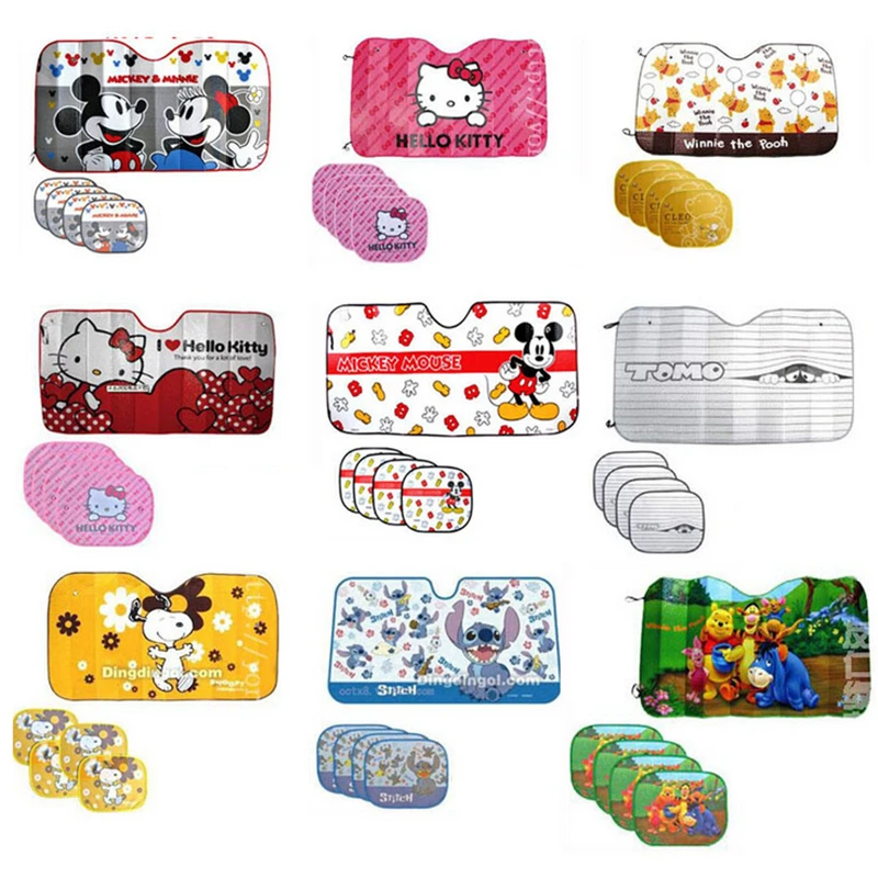 

5pcs/set Cartoon Sunshade Aluminum Foil Car Windshield Reflective Car Front Side Car Window Sunshade Sunshades UV Protect