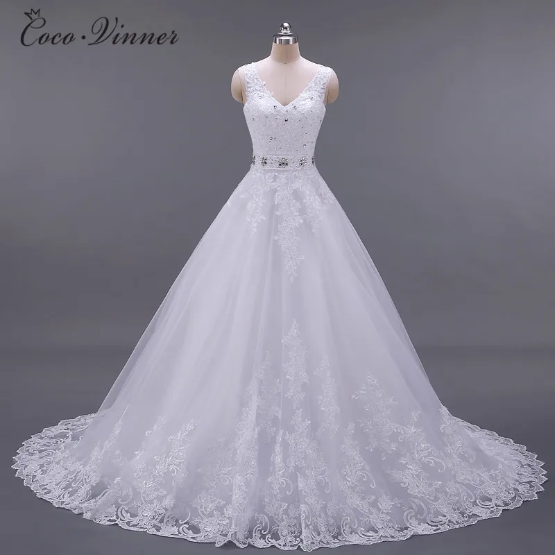 C V 2017 New Design A Line Lace Wedding Dresses V Neck Beaded Sash Backless Sexy