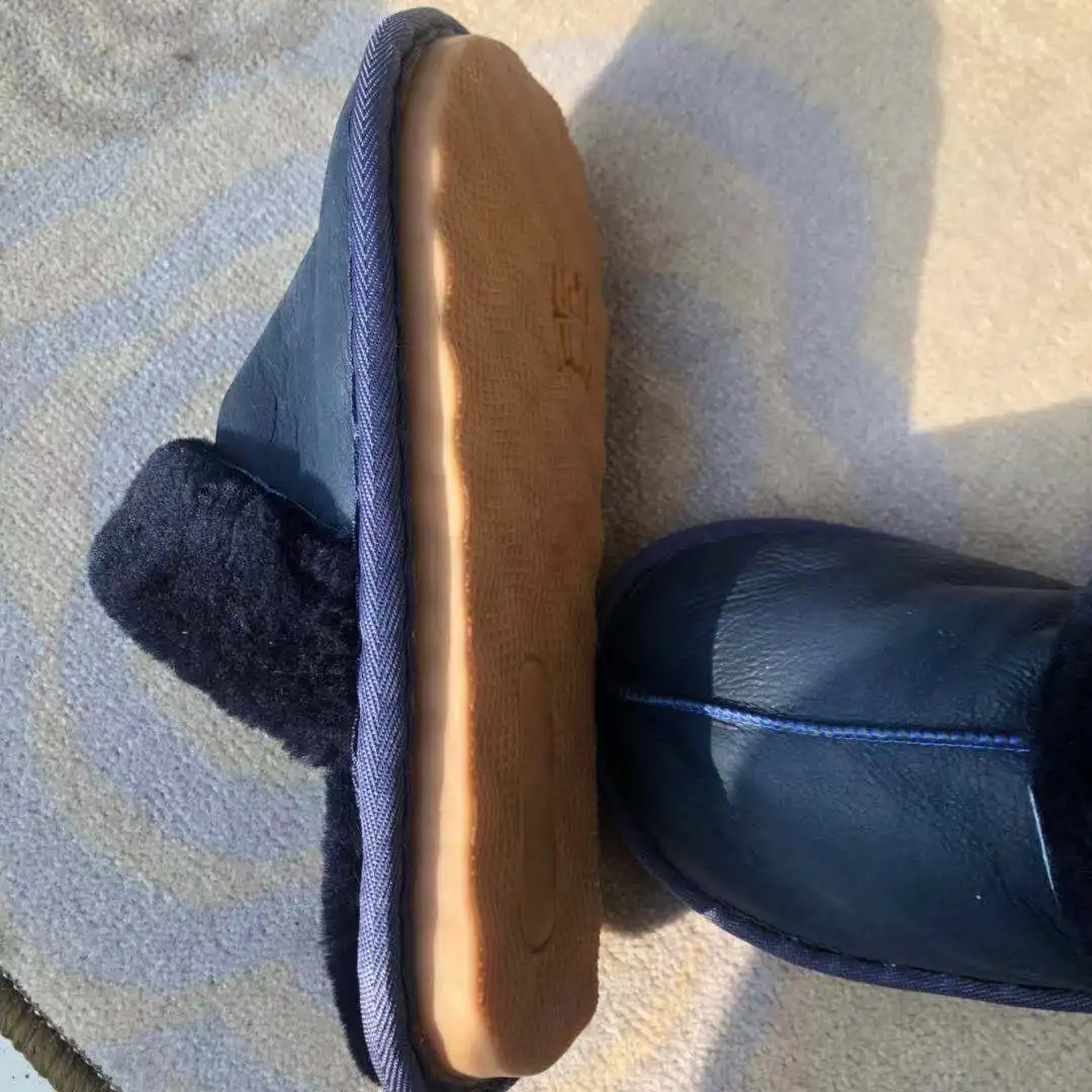 Толстые теплые тапочки унисекс с мехом импортные из австралийской натуральной шерсти мужские тапочки с ярким лицом меховая обувь Baotou