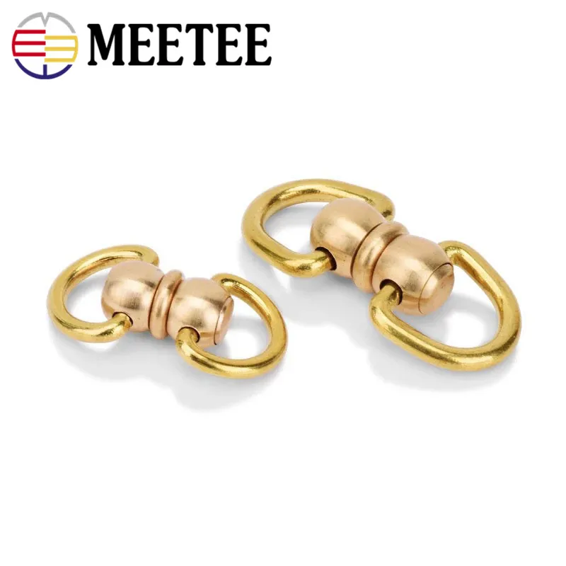 MEETEE 2pcs Brass 8 word universal spin buckle DIY Pure copper