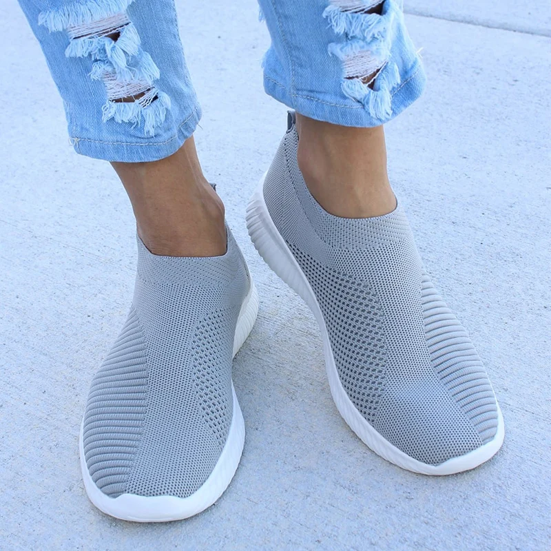 Women Shoes Knitting Sock Sneakers Women Casual Shoes Slip On Flat Shoes Women Sneakers Plus Size Ladies Loafers Walking Shoes