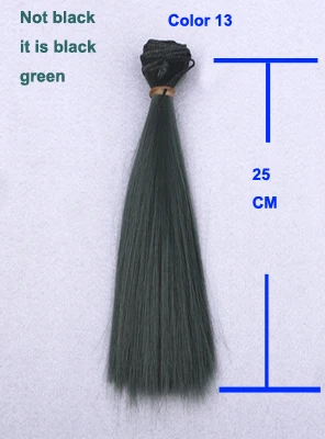 1pcs 25cm length long straight hair natrual blue green purple yellow color thick 1/3 /1/4 1/6 bjd wigs doll hair