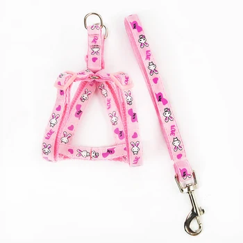 

Adjustable Cute Small Pet Dog Leash Harness Rabbit Printed Puppy Lead Leashes Walk Out Hand Strap Vest Collar For Dog Cat Rabbit