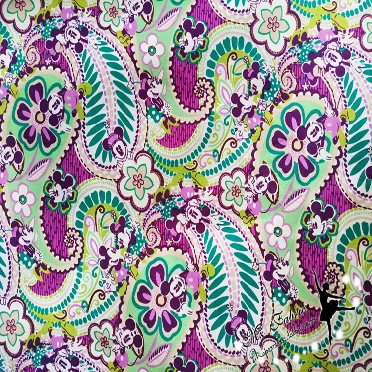 140 см ширина Микки Минни Маус Пейсли цветы хлопок ткань для девочек Ткань постельное белье Домашний текстиль наволочка Sewing-BK362