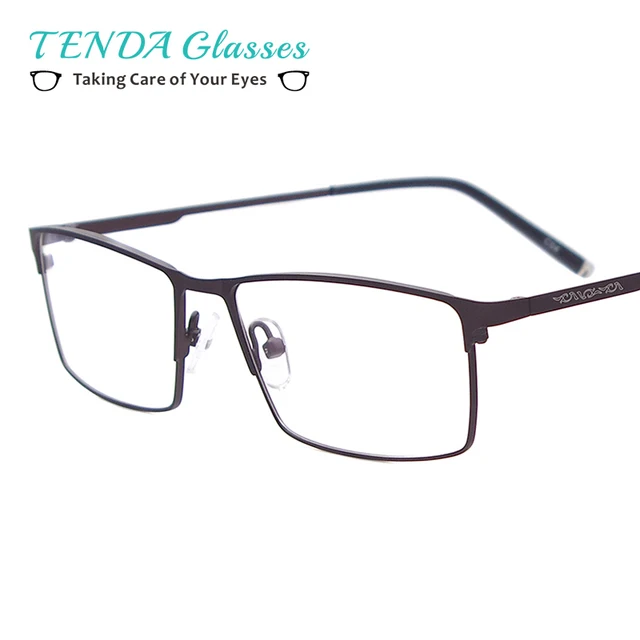 tendaglasses metal full rim glasses men big size rectangle eyeglass size