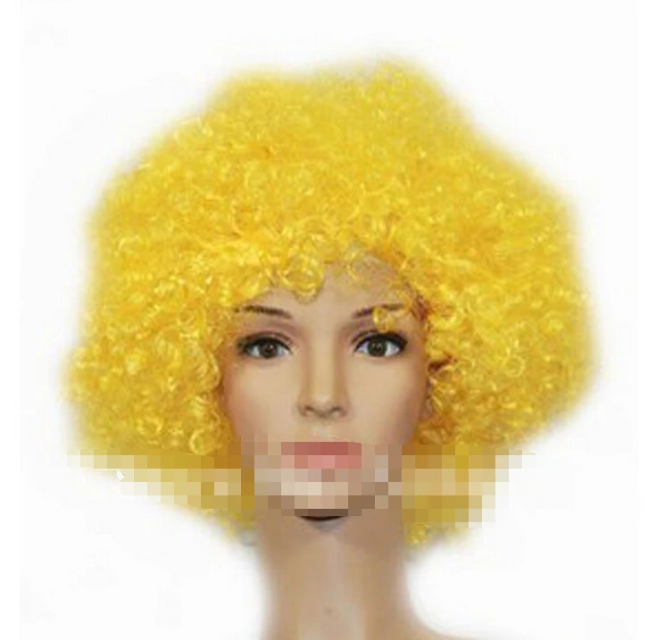 DYZ+++804 Yellow Children Wigs Afro Wig Halloween Disco Clown Costume Party Curly on Aliexpress