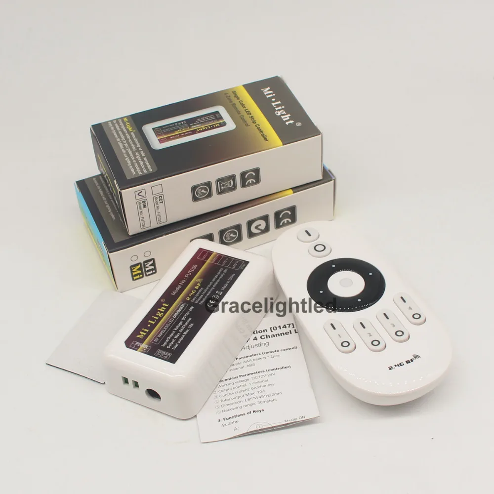 

Mi Light 2.4G RF Wireless LED Dimmer Controller 4-Zone For Single Color Strip light 5630 5050