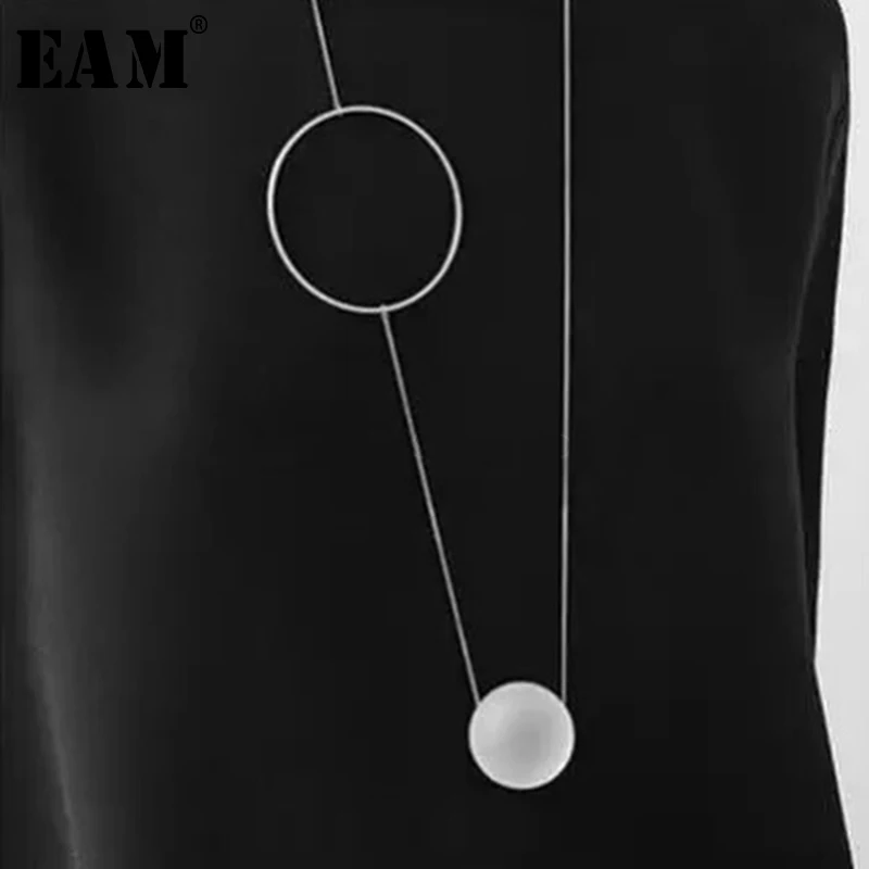 

[EAM] High Quality 2018 Fashion New 2 Color Accessories Women Can Adjust Freely Round Long Necklace Sweater Chain Necklace LA347