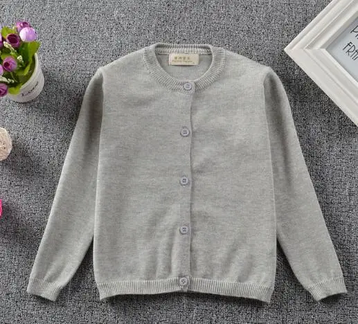 Г. Кардиган для маленьких девочек; пальто; Детский свитер; пуловер; утепленный осенний кардиган для мальчиков с длинными рукавами; вязаный свитер для школьниц - Цвет: gray