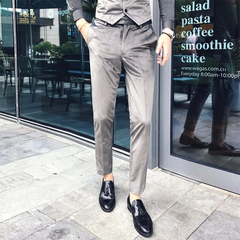 Corduroy fabric mens dress pants Black and grey Trousers men Slim design size 29 30 31 32 33 34 35 men pant