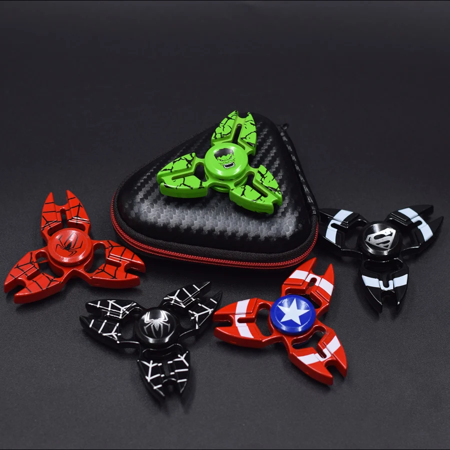 O Hulk Capitão América Spiderman Fidget girador de Super Herói Mão Spinner Para O Autismo E TDAH Rotação Tempo Longo Anti Stress brinquedo