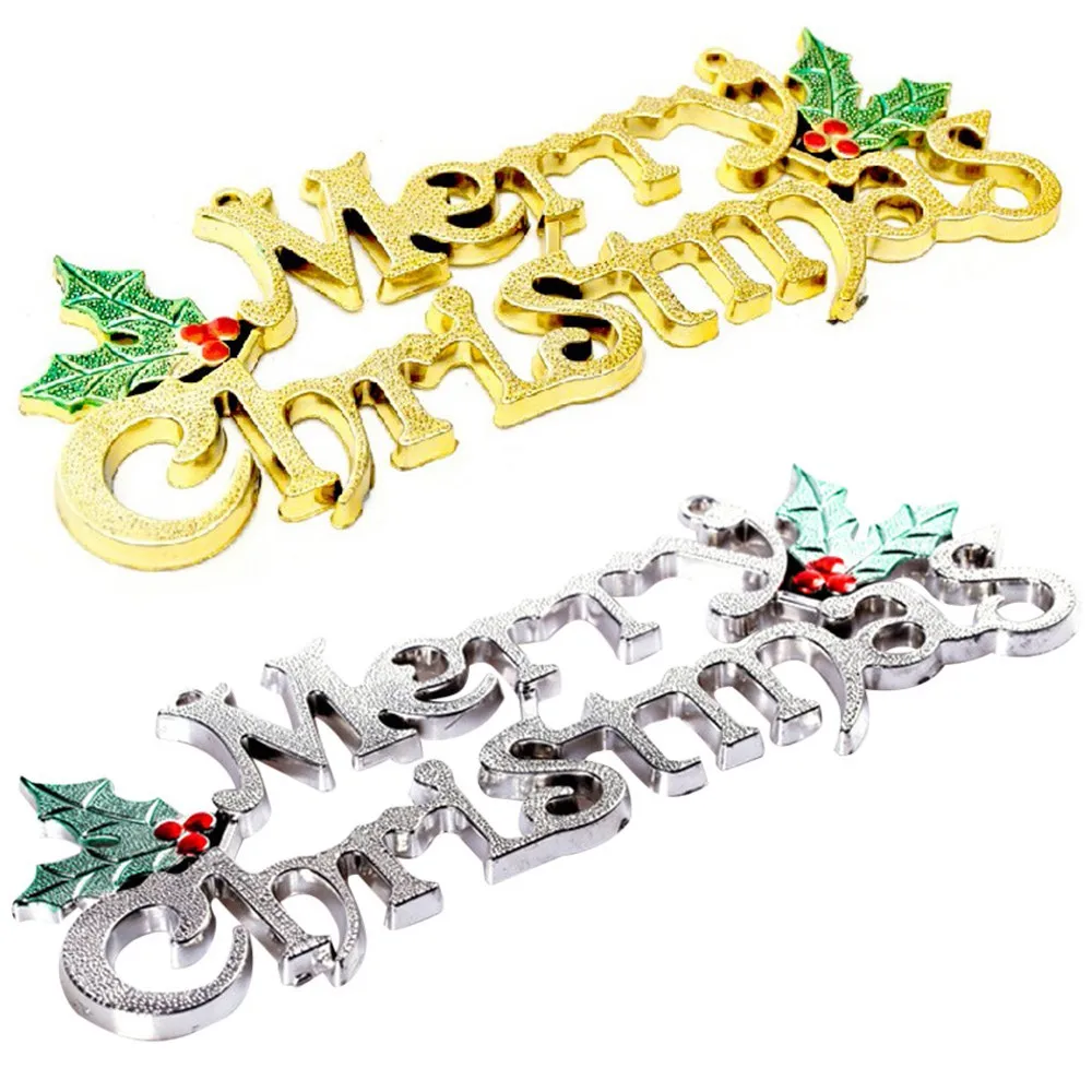 

24cm Merry christmas Decorations For Home Christmas Tree Decoration Shiny Merry Letter Card for Xmas Hanging Ornament Kerst Noel