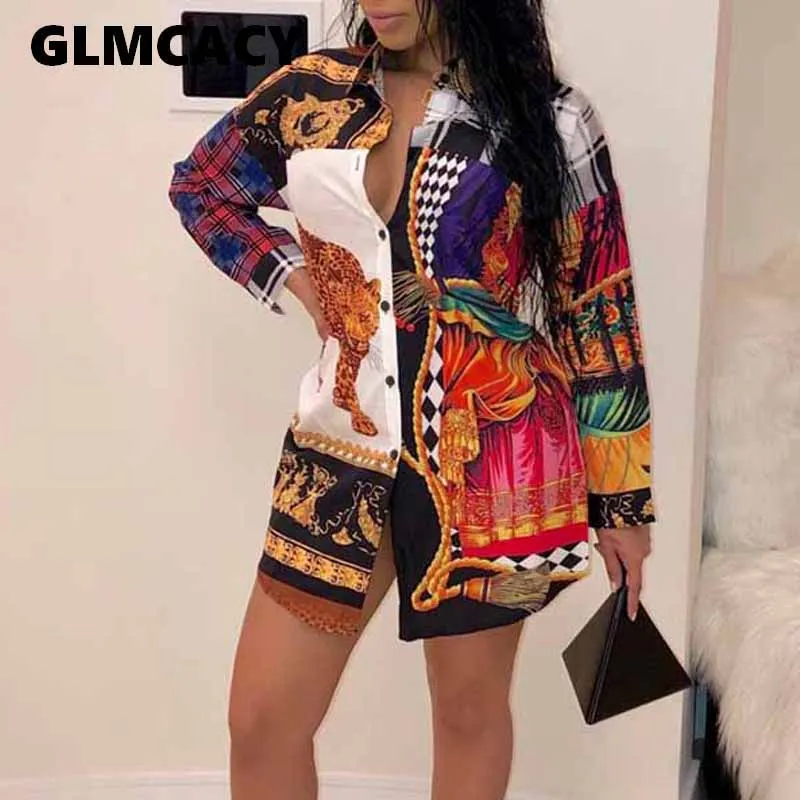 

Women Leopard Vintage Printed Blouse Long Shirt Office Lady Elegant Turn-down Collar Long Sleeve Button Shirt Streetwear