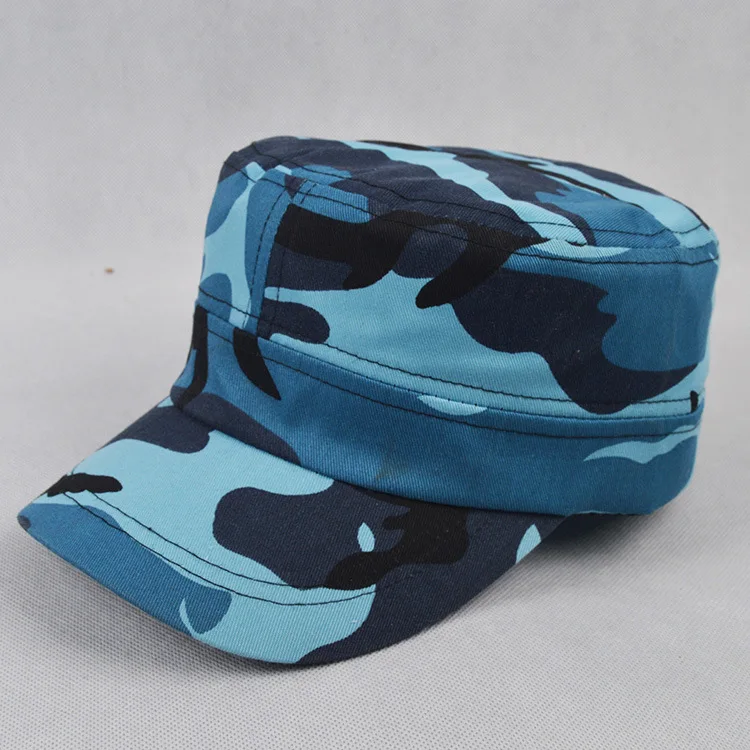 blue camouflage cap