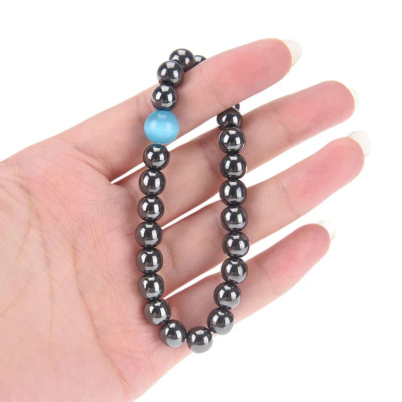 Magnetic Slimming Bracelet Round Black Stone Weight Loss Magnetic Therapy Bracelet Health Care Adjustable Luxury