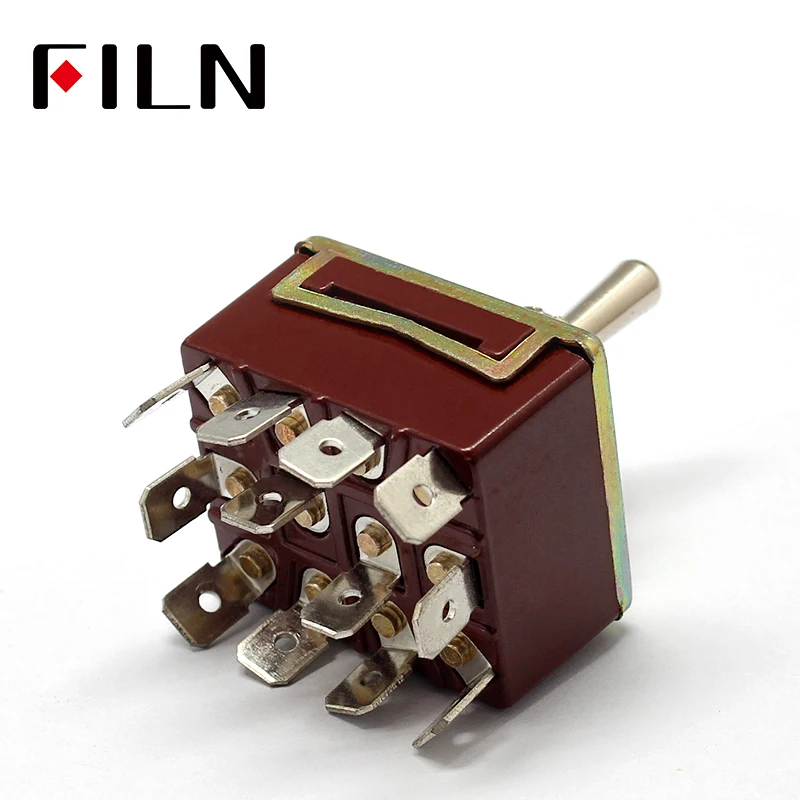ONOFFON 3 Positions 12 Pins Self-lock Toggle Switch 4PDT 15A 250VAC (4)