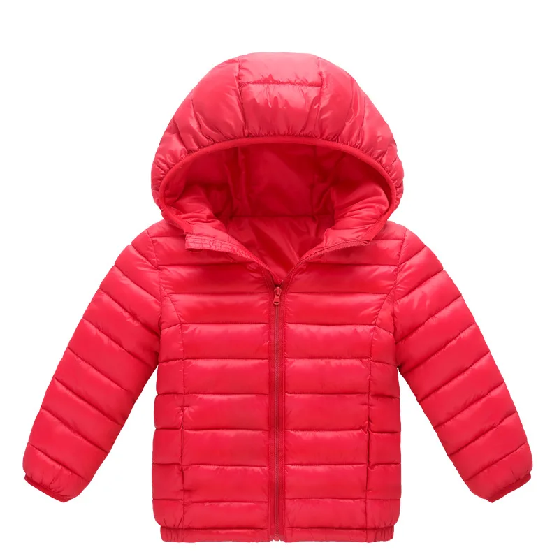 Куртки для девочек коллекция года, осенне-зимний пуховик для мальчиков, пальто Детская одежда Ультралегкая детская верхняя одежда, парки для детей 4, 6, 8, 10, 12 лет - Цвет: Красный