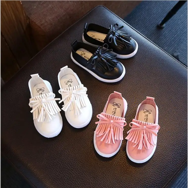

Children Casual Shoes Girls Female Footwear With Tassels Bow Spring Summer Autumn Breathable Casual Single Kids Peas Shoes