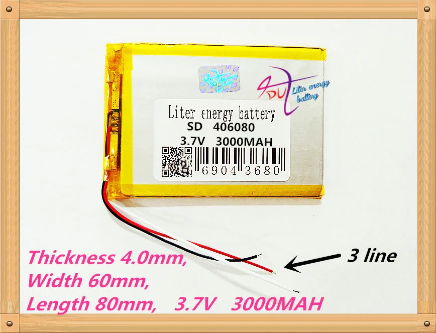 3 линии 406080 3,7 в 3000 мАч литий-полимерный аккумулятор с защитной платой для VX787 VX530 VX540T VX585 396079, MP3, MP4, gps, DVD