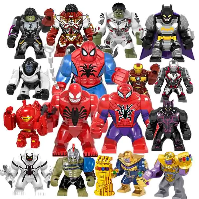 

Avengers 4 Final Wars Superheros Hulk Thanos Captain Marvel Spider-man Figures Building Blocks Bricks Toy For Children