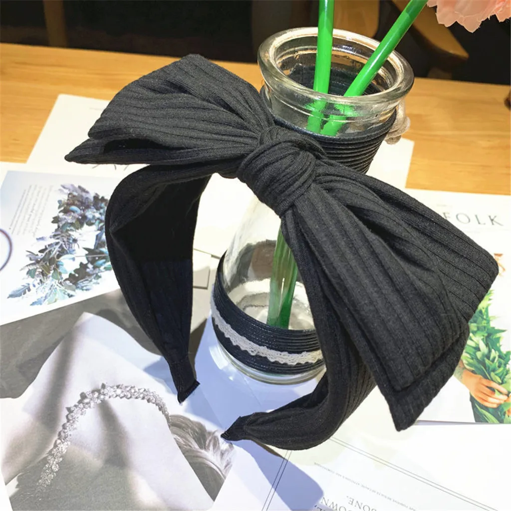 

Women's Solid Bow Headband Creative Headwear Accessories Headband Elastic Bands Soft Solid Girls Hairband Hair Accessories