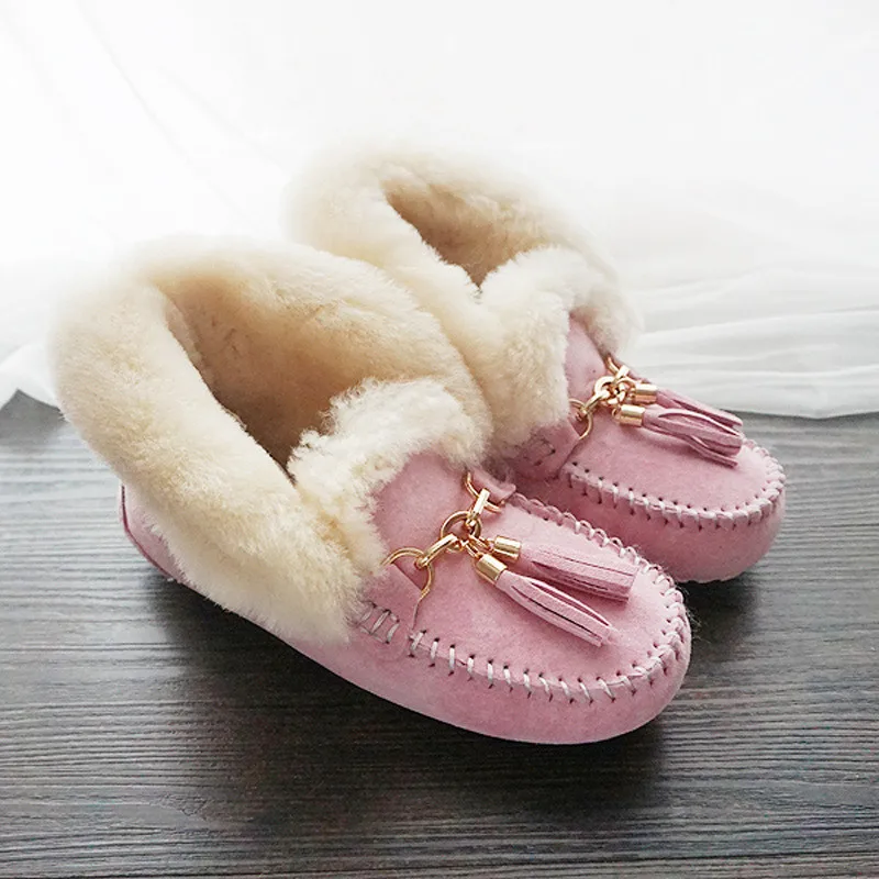 Женская обувь; зимние сапоги на натуральном меху; зимние сапоги из натуральной кожи; женские Теплые ботильоны из натуральной шерсти; женская обувь; размеры 34-40 - Цвет: pink