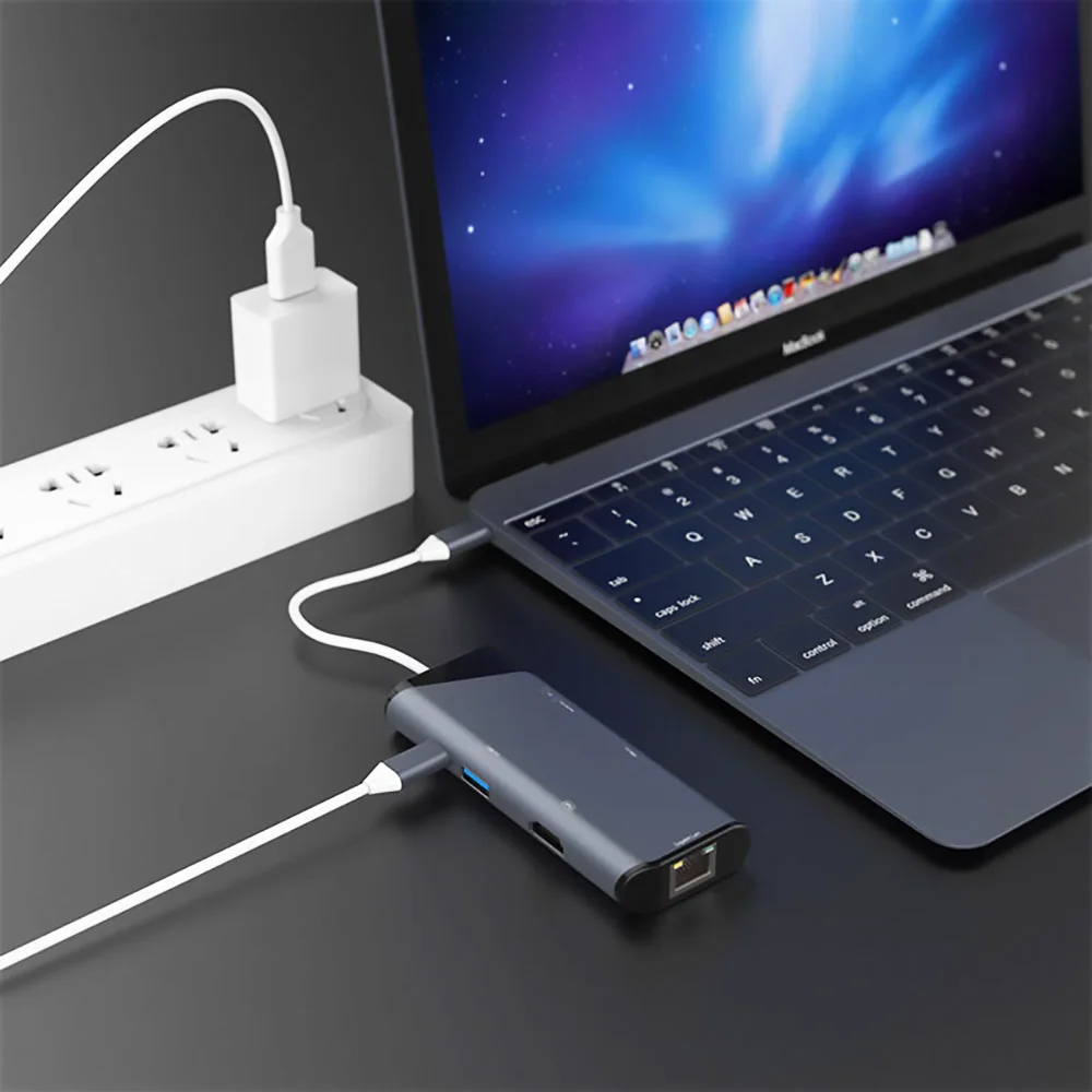 FDBRO 4K RJ45 1000M Thunderbolt 3 адаптер с PD SD/TF кард-ридер для MacBook huawei Mate10/P20 type-C USB C концентратор HDMI