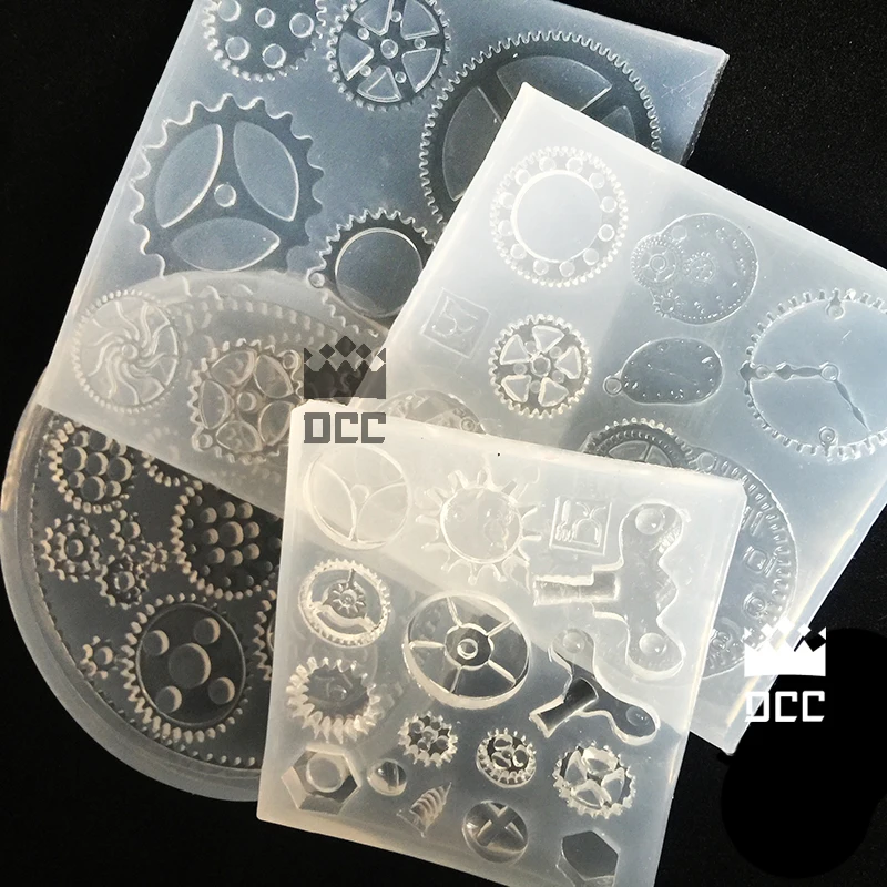 

1 piece Gear combination DIY Silicone Crystal Drop Rubber Mold Transparent Clear Handmade Jewelry resin molds for jewelry