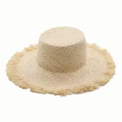 Летние Для женщин складной рафия натуральная солома шляпа от солнца шляпы с широкими полями Твердые крышки солнцезащитные кепки