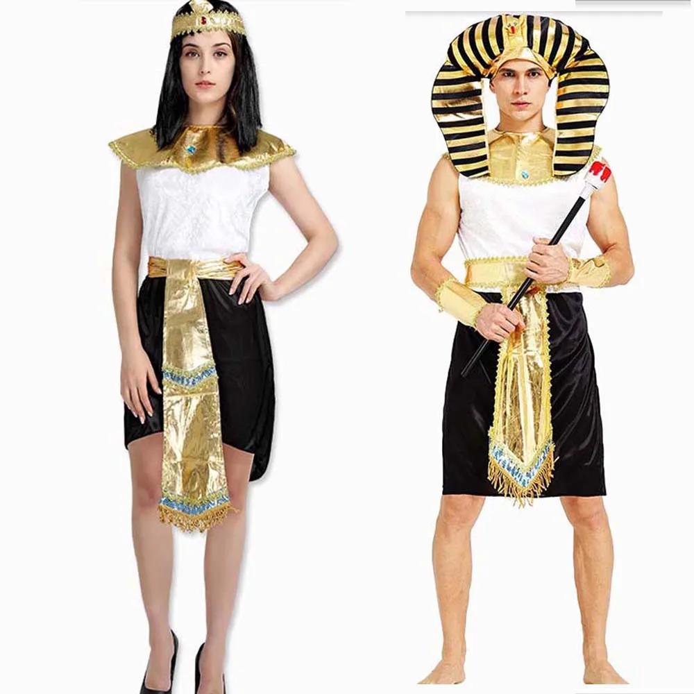 

New Egypt Pharaoh Costumes For Halloween Party Adults Clothing Egyptian King Men Purim Fancy Dress Role Play