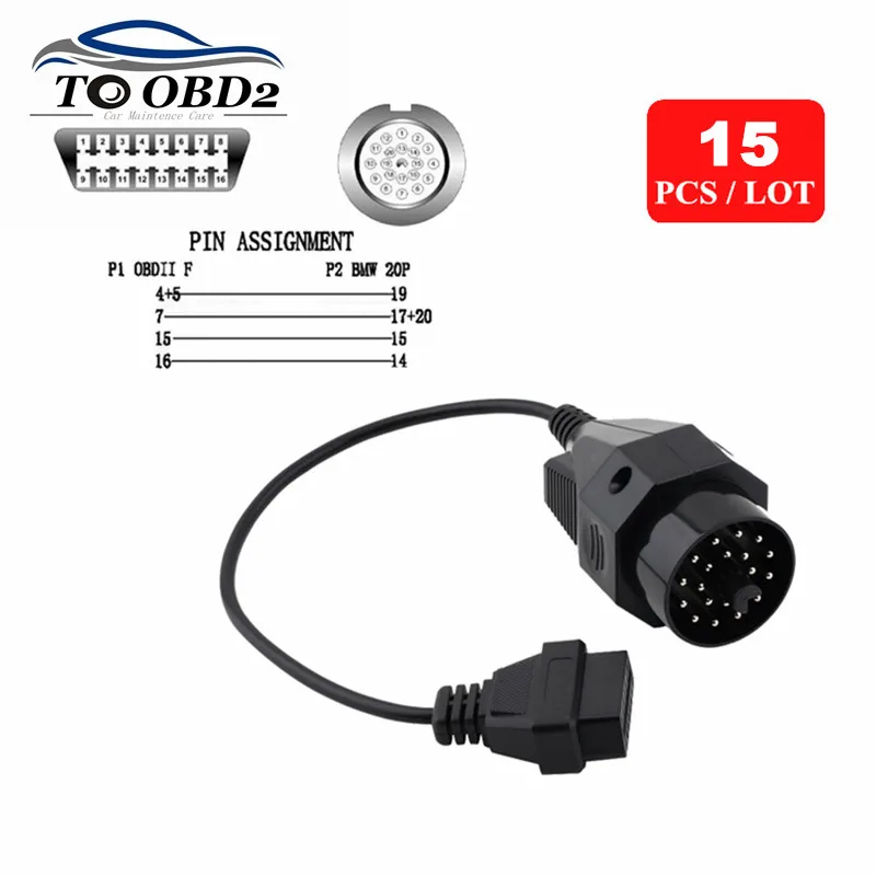 Цена за Оптовая продажа 15 шт./лот DHL Express OBD1 OBDII Адаптер Для BMW 20pin OBD2 16Pin Диагностический Кабель Для BMW 20 Pin к 16 Pin Цена за Оптовая продажа 15 шт./лот DHL Express OBD1 OBDII Адаптер Для BMW 20pin OBD2 16Pin Диагностический Кабель Для BMW 20 Pin к 16 Pin