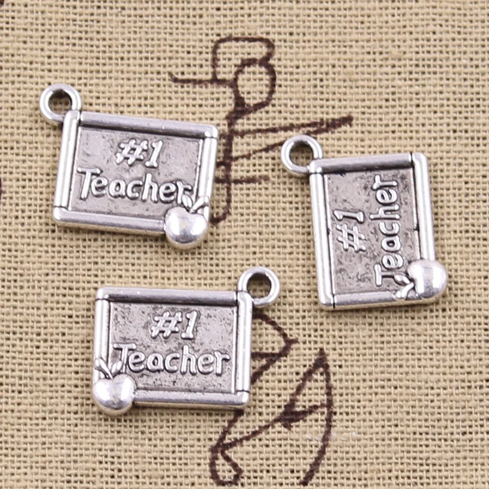 

6pcs Charms #1 teacher apple 17x14mm Antique Silver Plated Pendants Making DIY Handmade Tibetan Silver Finding Jewelry
