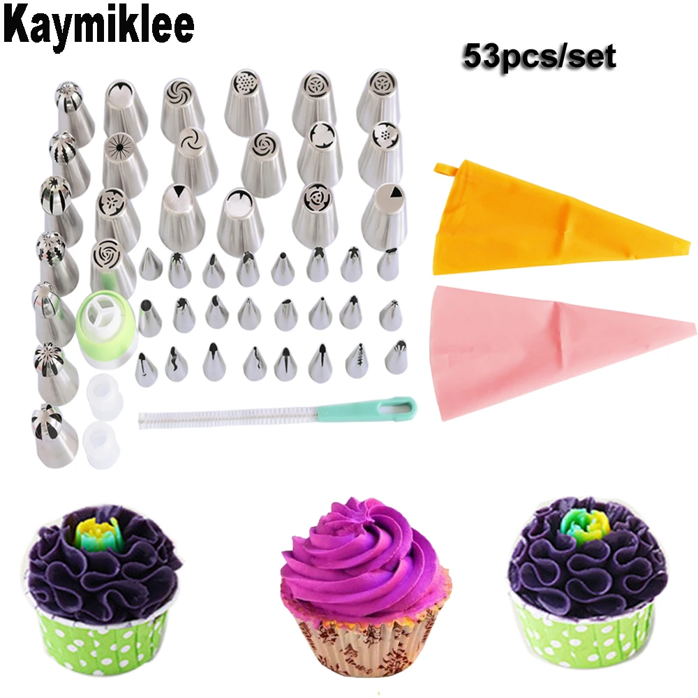 

Kaymiklee 53PCS/SET Pastry Nozzle Stainless Steel Icing Piping Cake Nozzle Balls Pastry Tip for Cake Decorating Tools CS016