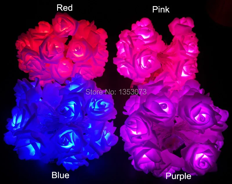 Rose Flower LED Valentines Day String Lights Colorful Rosa Christmas Festival Party Garden Bedroom lumiere - color lighiting 1-3