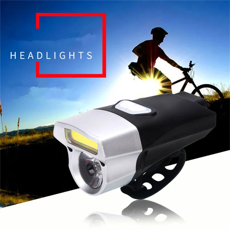 New Arrival Cycling USB Rechargeable Bike Light Double Lamp Head Light Bicycle LED+COB Bike Accessories Wholesale #2A26 (10)