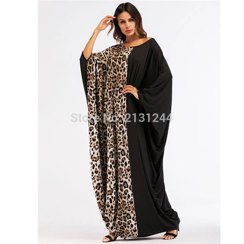 Женское длинное платье с леопардовым принтом Abaya мусульманское макси в стиле